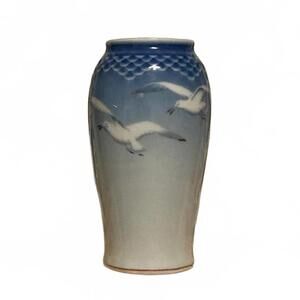 Copenhagen B&G Beautiful Blue and White Ceramic Vase with Flying Seagull Design